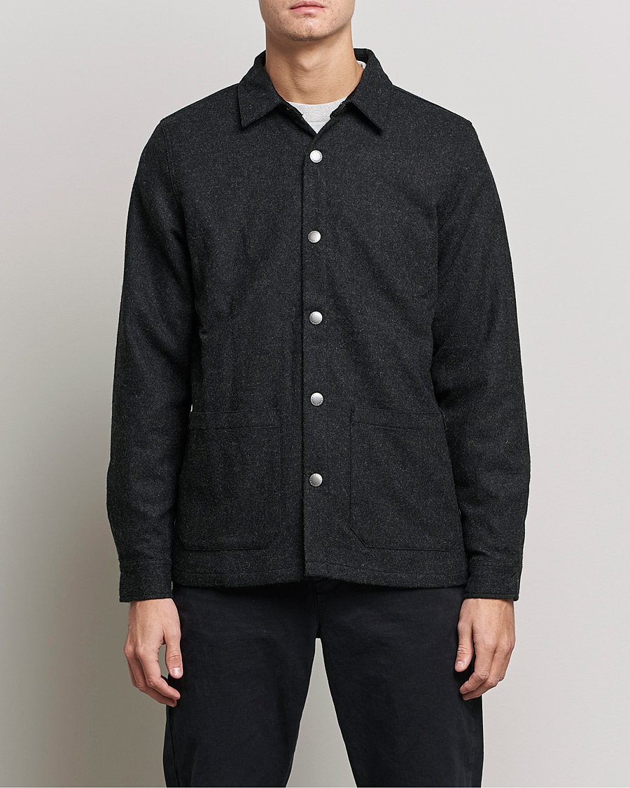 Mies | Kauluspaidat | Barbour White Label | Peter Wool Overshirt Charcoal Marl