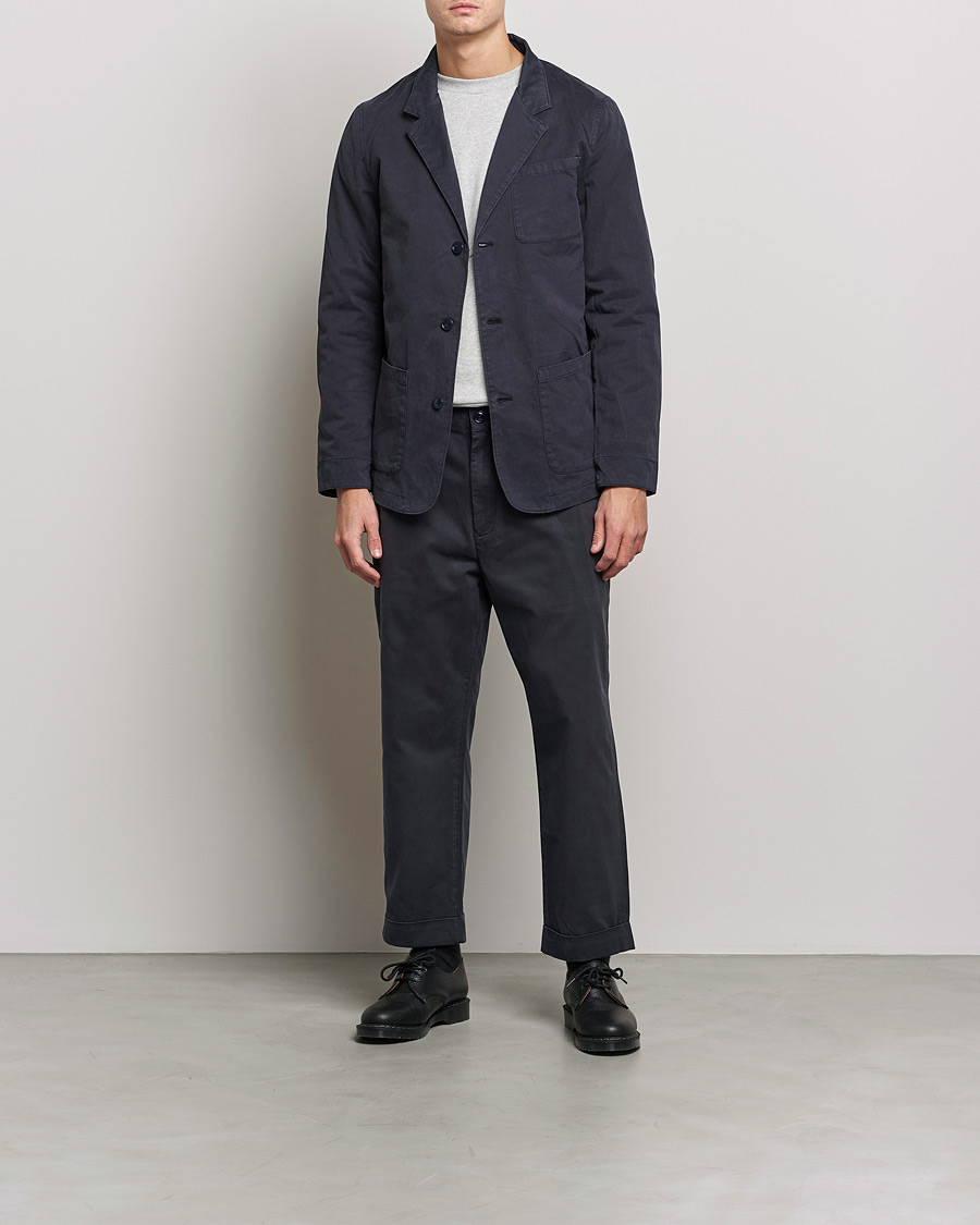 Mies | Housut | Barbour White Label | Baker Cotton Trousers City Navy