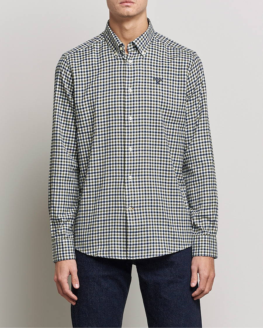 Mies | Flanellipaidat | Barbour Lifestyle | Finkle Gingham Flannel Shirt Olive