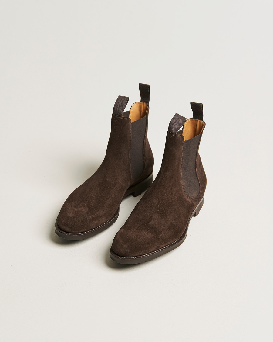 Mies | Best of British | Edward Green | Newmarket Suede Chelsea Boot Espresso