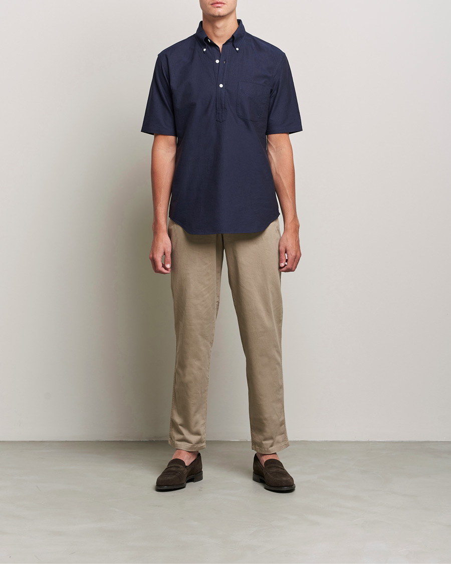 Mies | Kauluspaidat | Kamakura Shirts | Vintage Ivy Short Sleeve Popover Shirt Navy