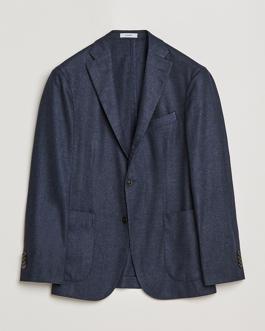 Miehet |  | Boglioli | K Jacket Dyed Flannel Blazer Dark Blue