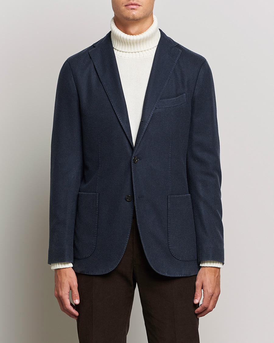 Mies | Pikkutakit | Boglioli | K Jacket Garment Dyed Cashmere Blazer Dark Blue