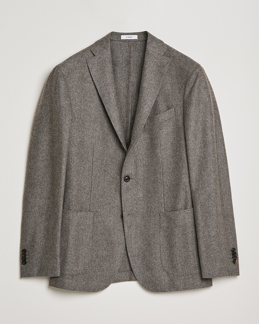 Mies | Pikkutakit | Boglioli | K Jacket Herringbone Wool Blazer Light Grey