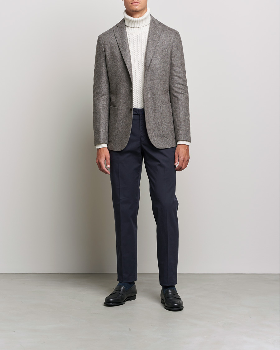 Mies | Pikkutakit | Boglioli | K Jacket Herringbone Wool Blazer Light Grey
