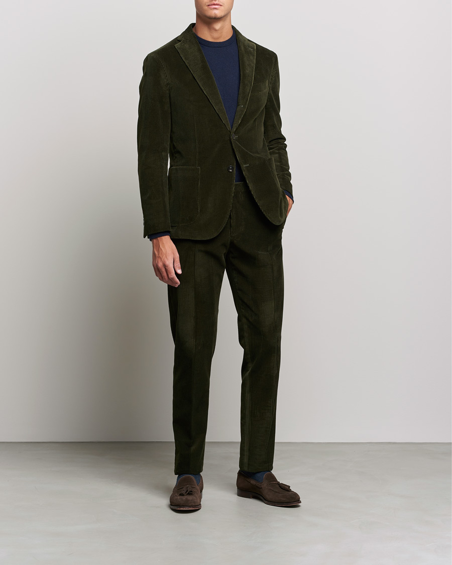 Mies | Puvut | Boglioli | K Jacket Wale Corduroy Suit Forest Green