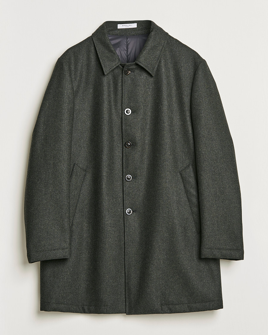 Mies | Takit | Boglioli | Padded Wool Coat Forest Green