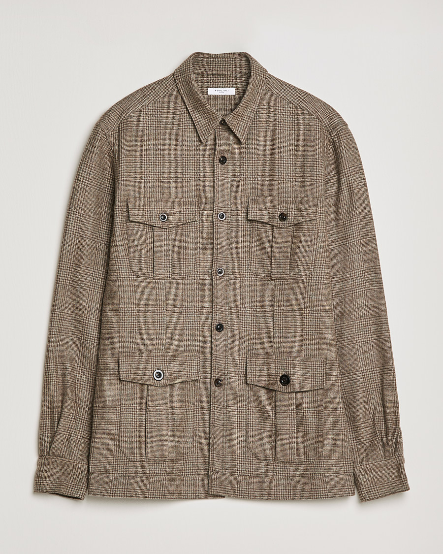 Mies | Kauluspaidat | Boglioli | Check Flannel Overshirt Beige