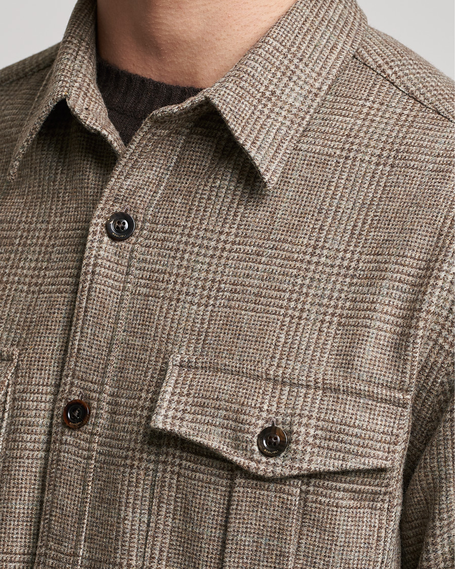 Mies | Kauluspaidat | Boglioli | Check Flannel Overshirt Beige