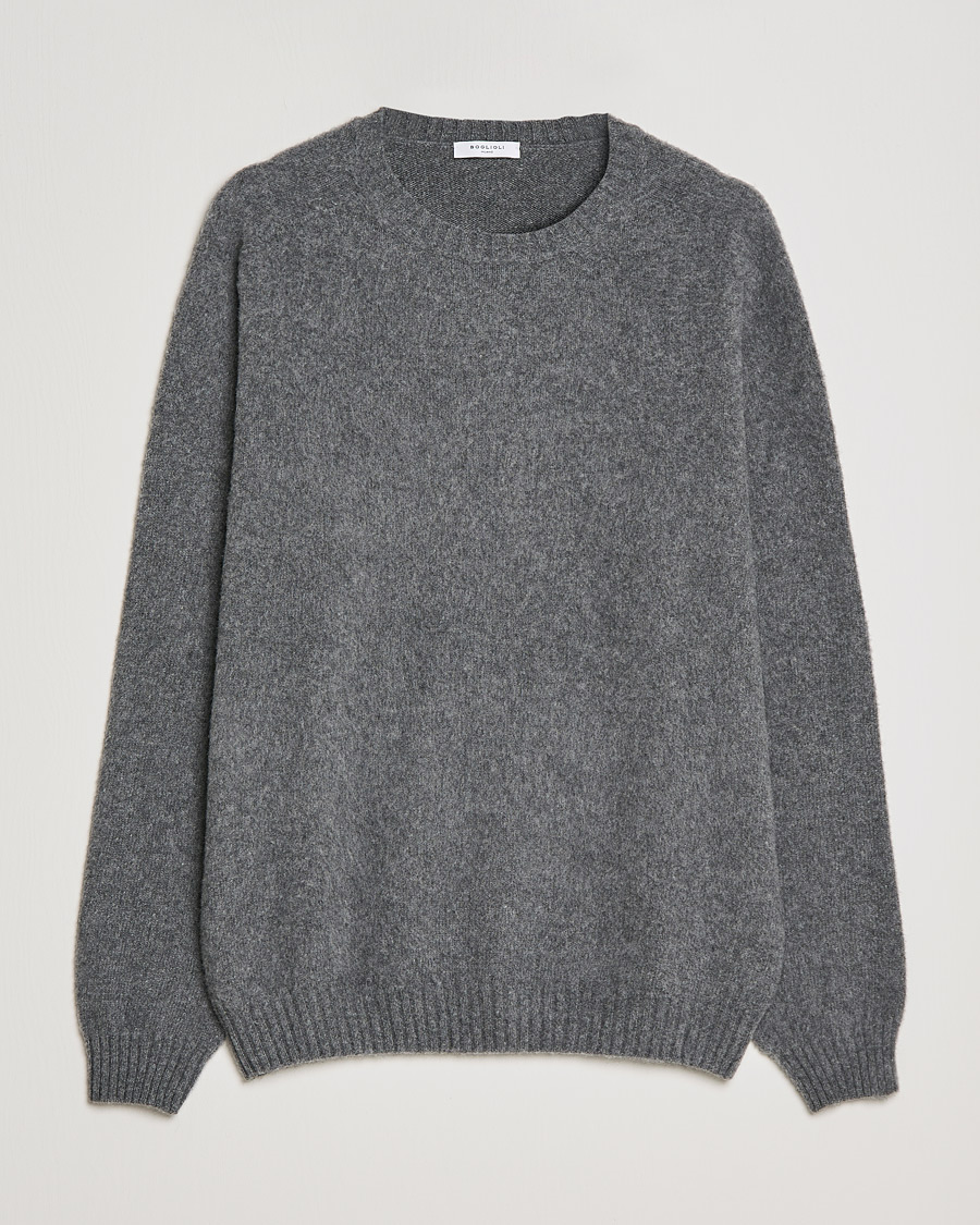 Mies | Puserot | Boglioli | Brushed Cashmere Sweater Grey Melange