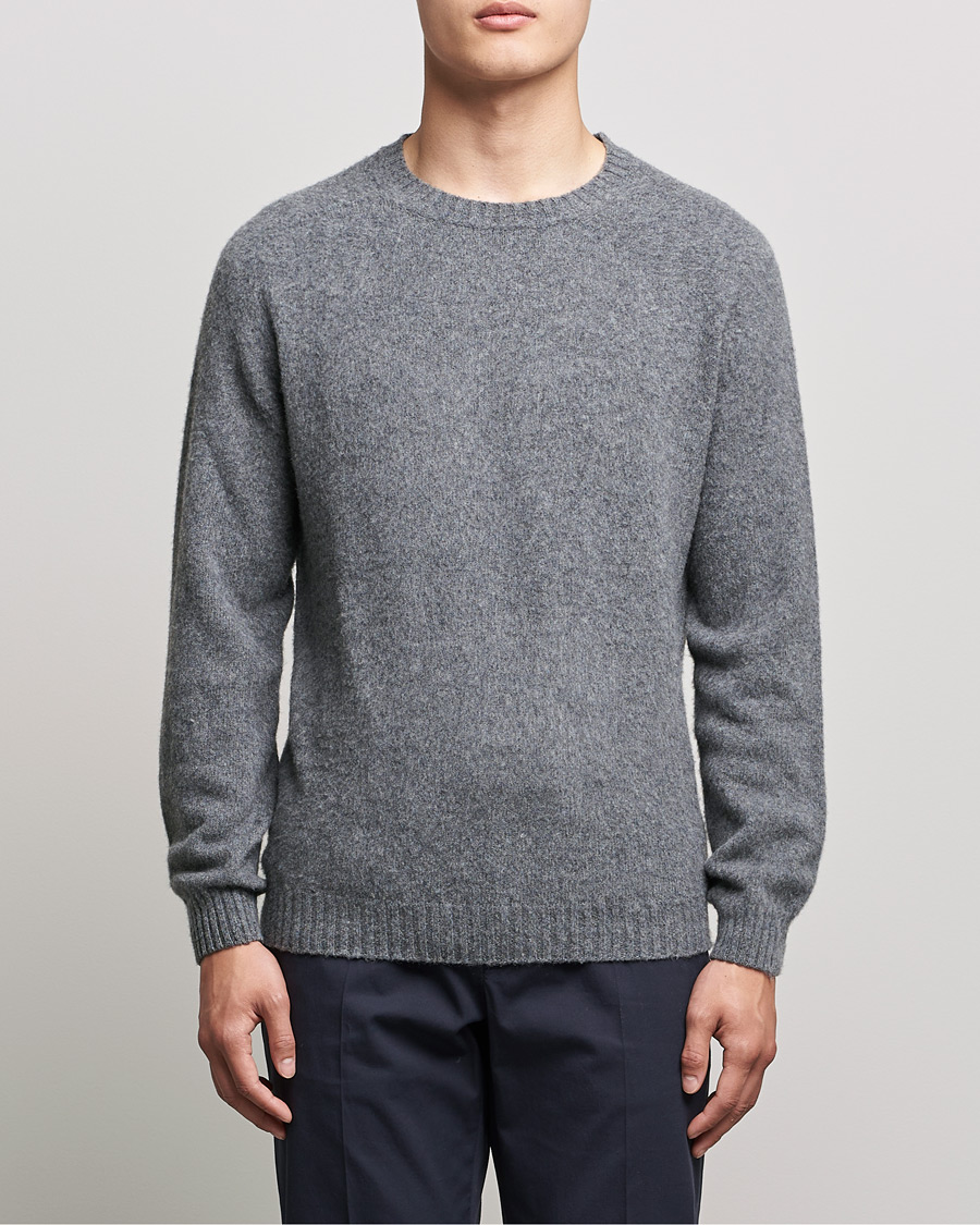 Mies | Tyylitietoiselle | Boglioli | Brushed Cashmere Sweater Grey Melange