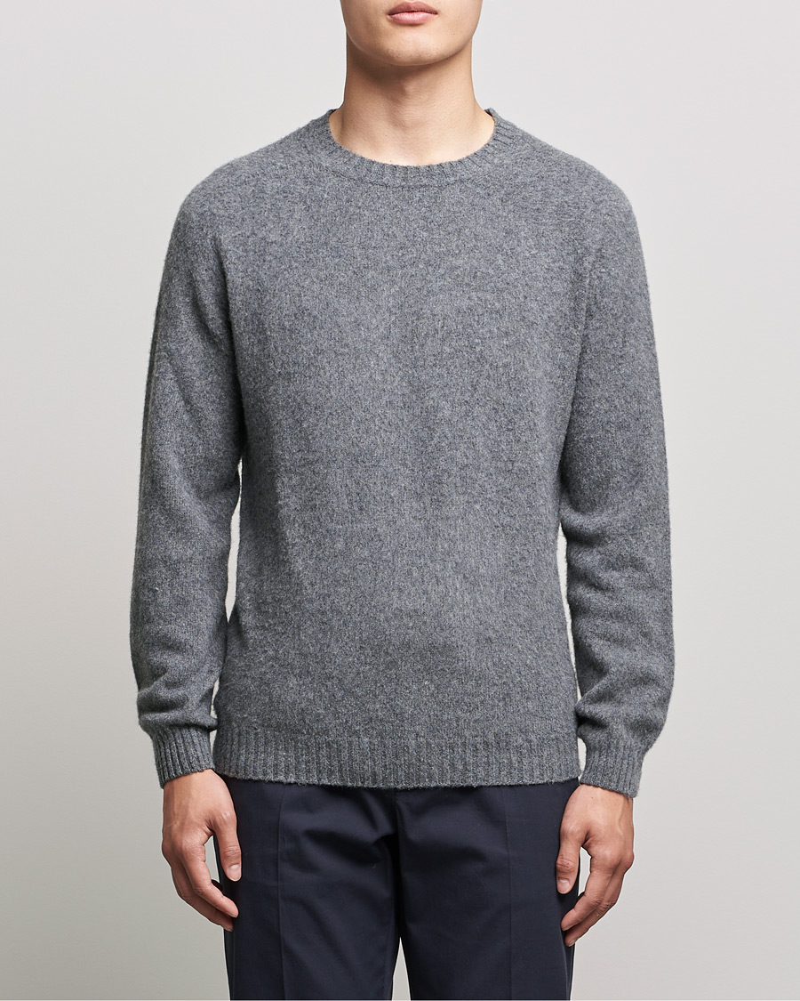 Mies | Puserot | Boglioli | Brushed Cashmere Sweater Grey Melange