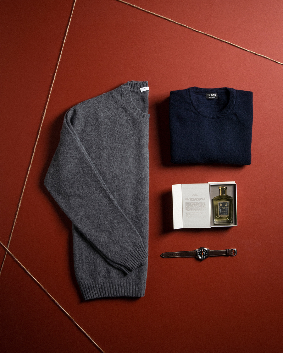 Mies | Puserot | Boglioli | Brushed Cashmere Sweater Grey Melange
