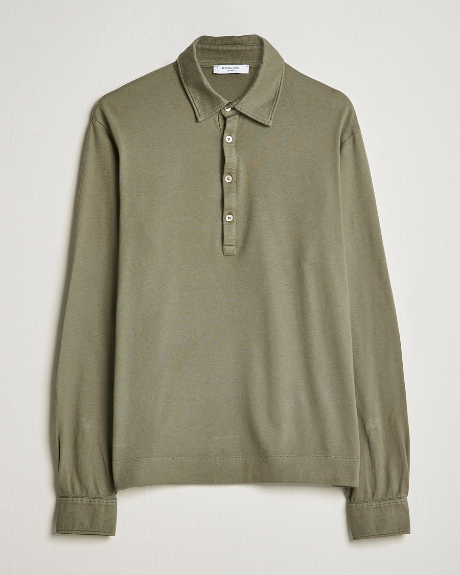 Mies | Puserot | Boglioli | Long Sleeve Polo Shirt Sage Green