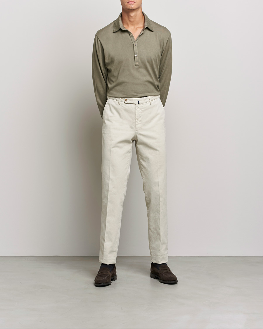 Mies | Italian Department | Boglioli | Long Sleeve Polo Shirt Sage Green