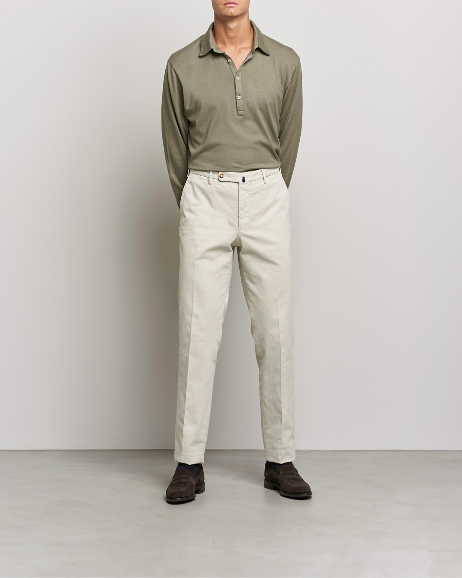 Mies | Puserot | Boglioli | Long Sleeve Polo Shirt Sage Green
