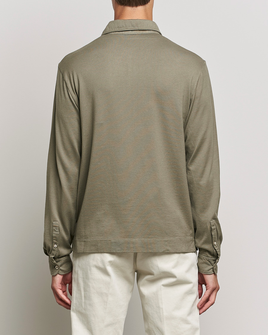 Mies | Puserot | Boglioli | Long Sleeve Polo Shirt Sage Green