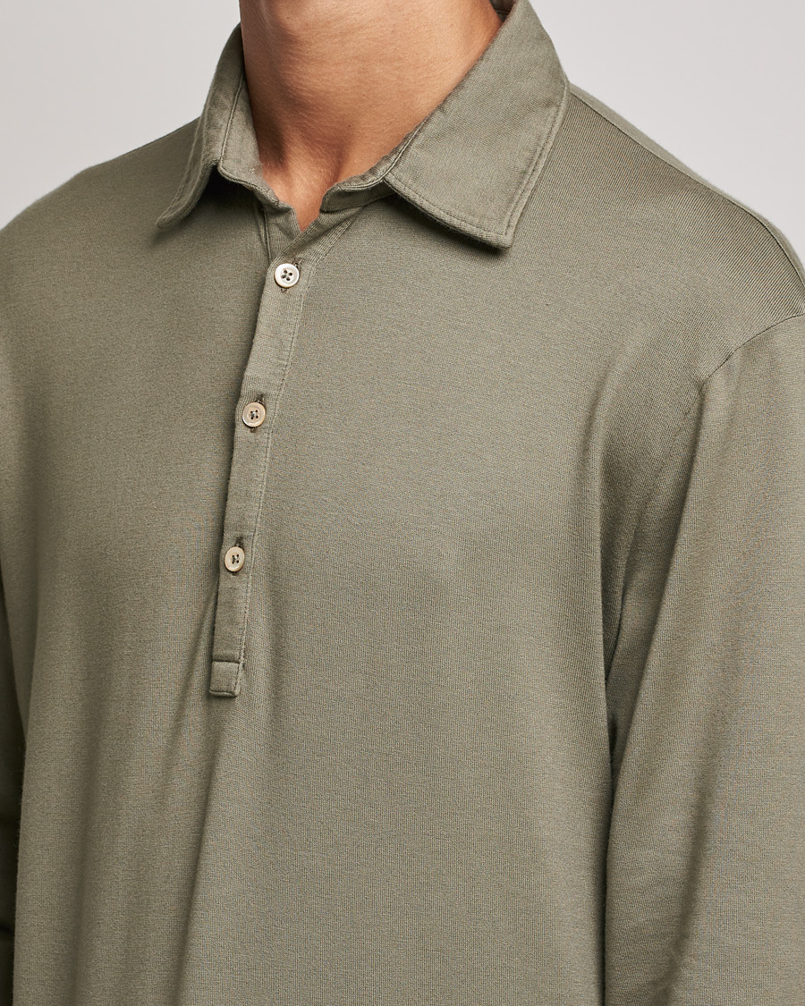 Mies | Puserot | Boglioli | Long Sleeve Polo Shirt Sage Green