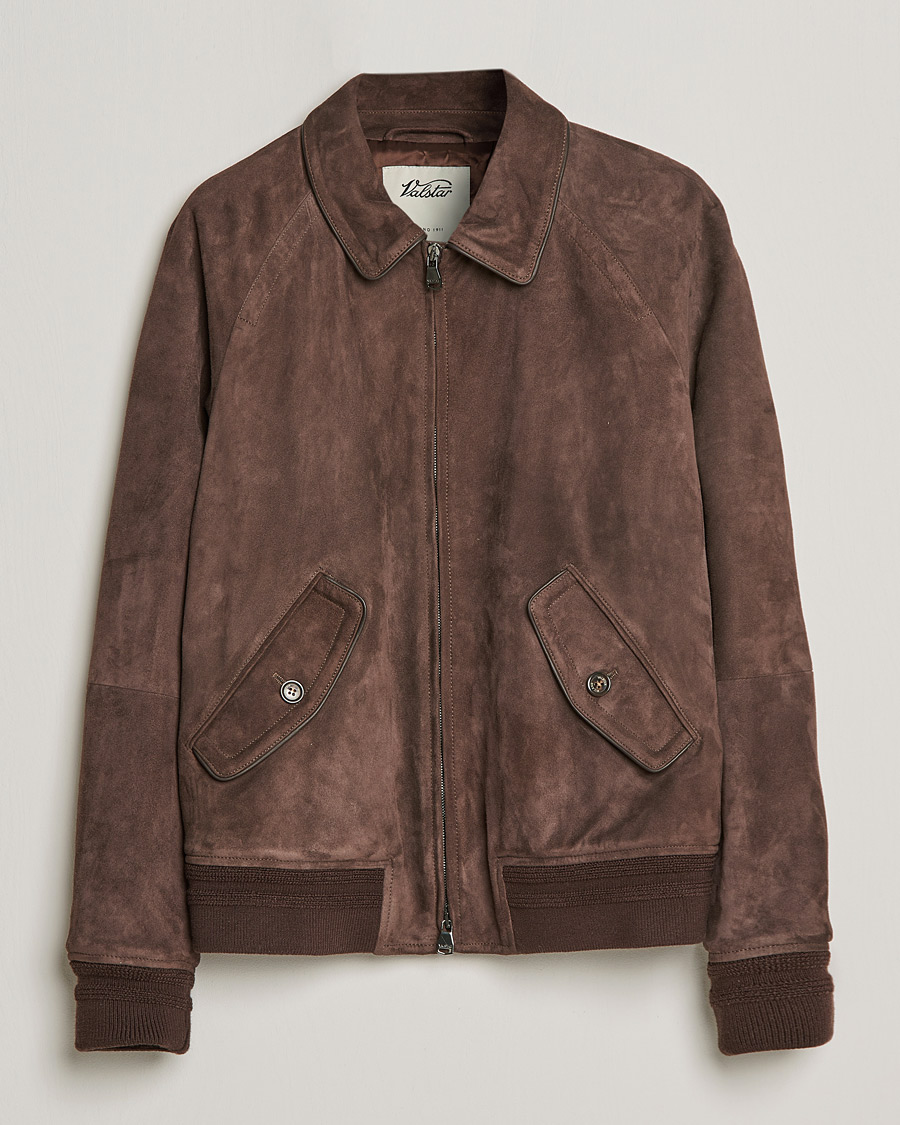 Mies | Takit | Valstar | Suede Bomber Jacket Dark Brown