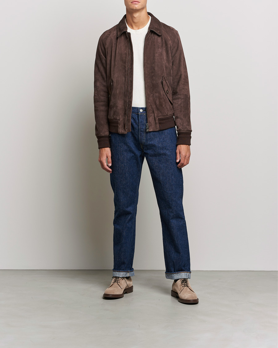 Mies | Takit | Valstar | Suede Bomber Jacket Dark Brown