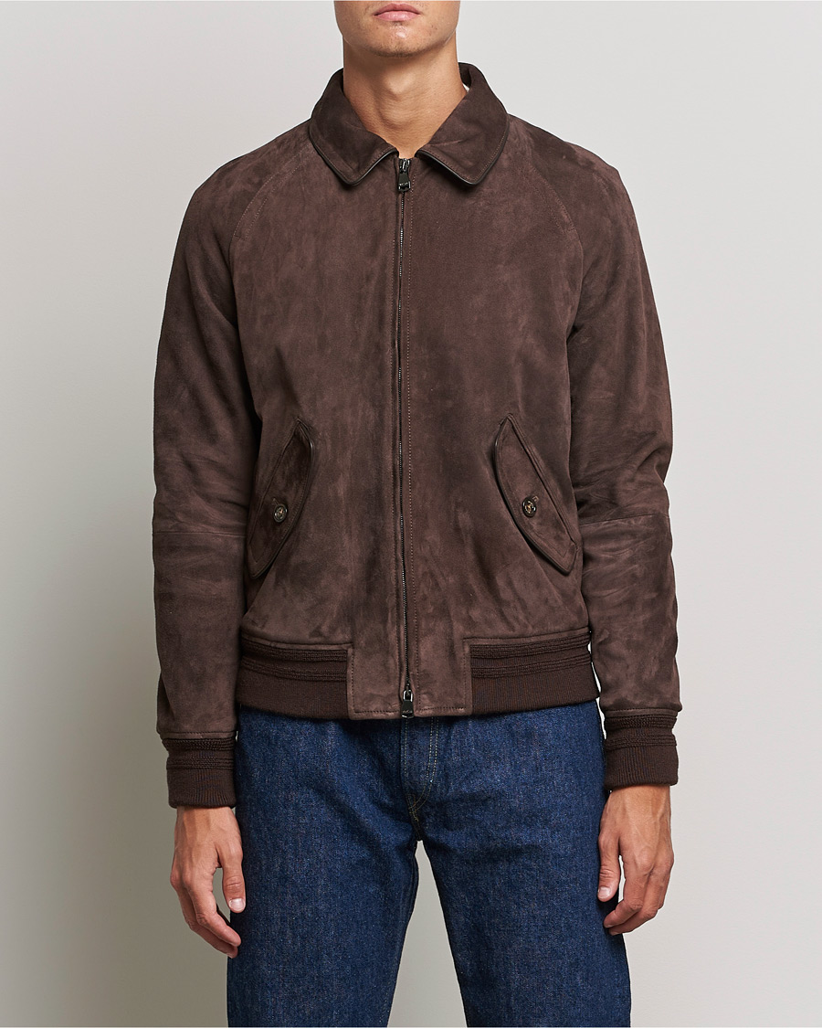 Mies | Takit | Valstar | Suede Bomber Jacket Dark Brown
