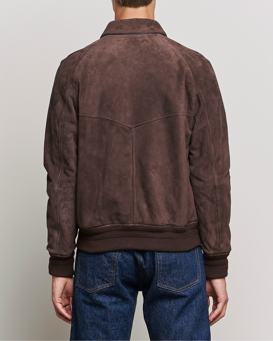 Mies | Takit | Valstar | Suede Bomber Jacket Dark Brown