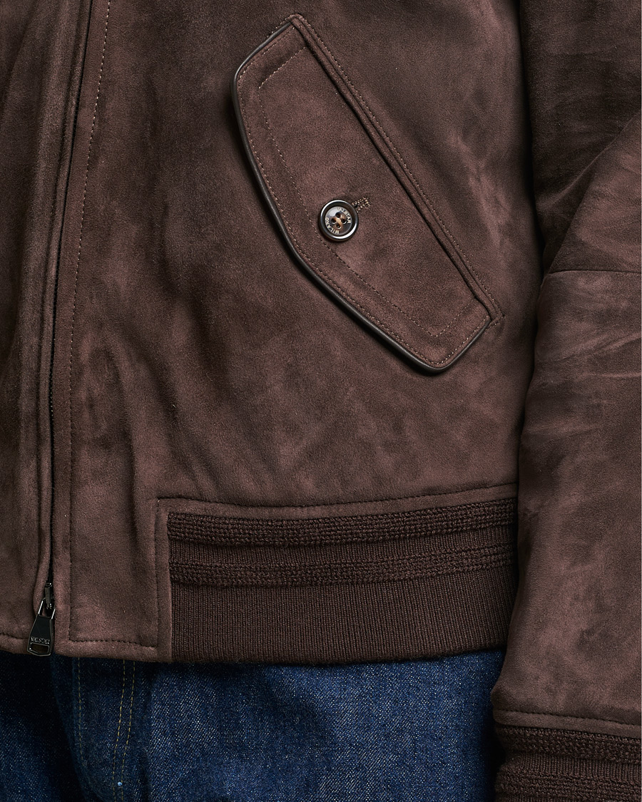 Mies | Takit | Valstar | Suede Bomber Jacket Dark Brown
