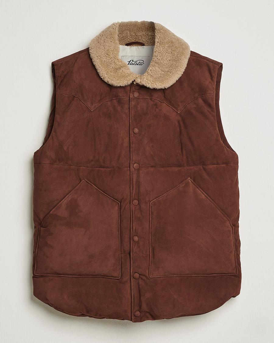 Mies | Takit | Valstar | Suede Shearling Vest Dark Brown
