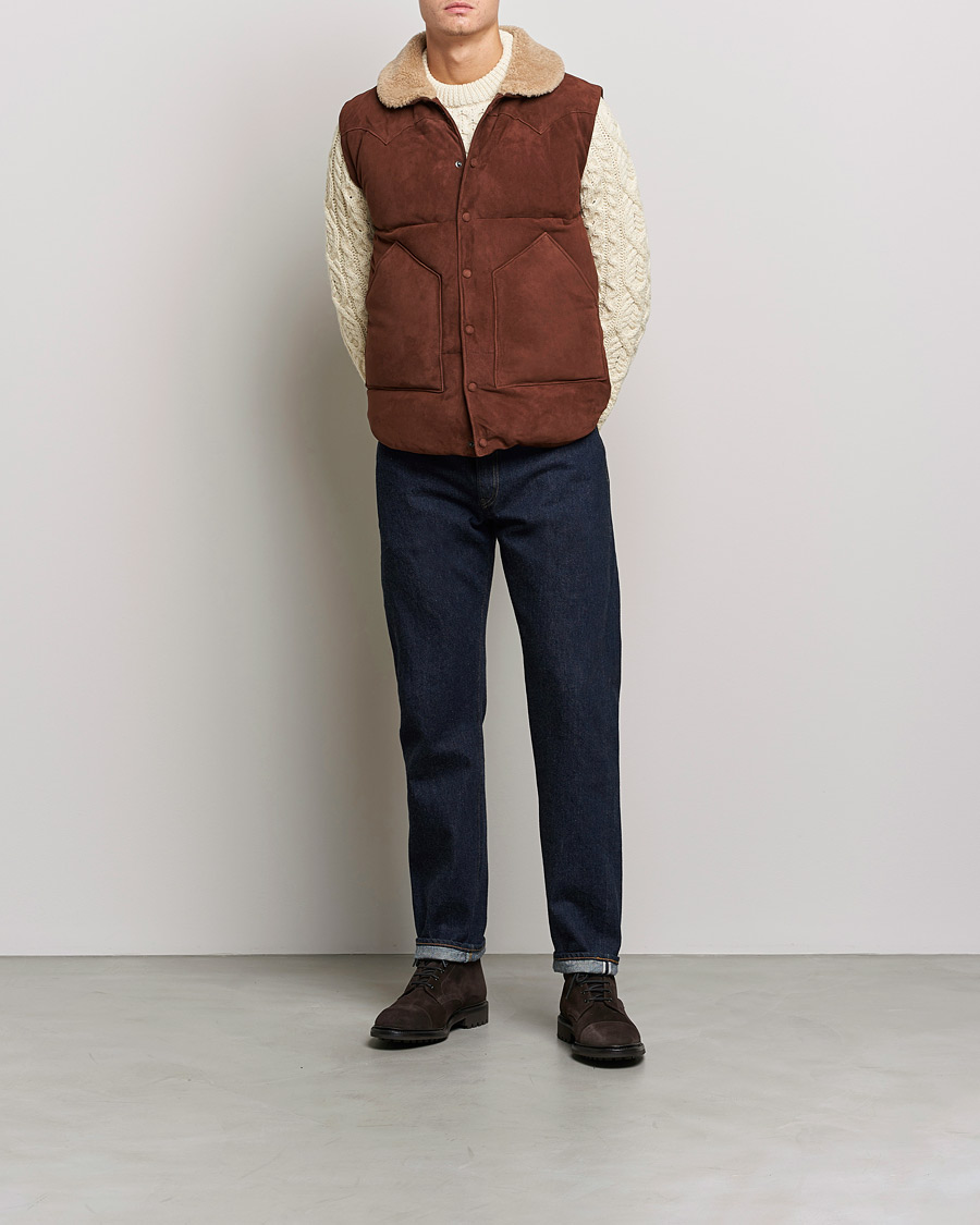 Mies | Takit | Valstar | Suede Shearling Vest Dark Brown