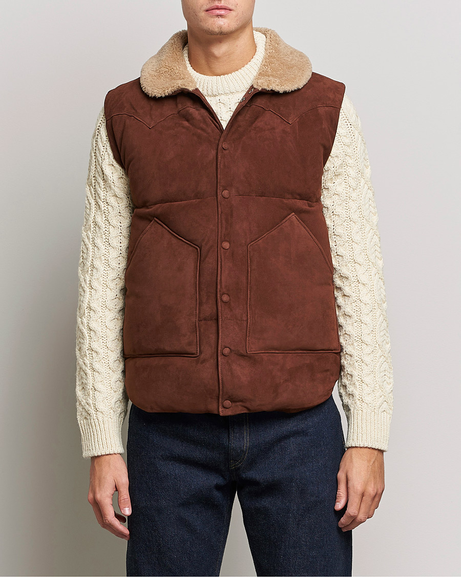 Mies | Takit | Valstar | Suede Shearling Vest Dark Brown