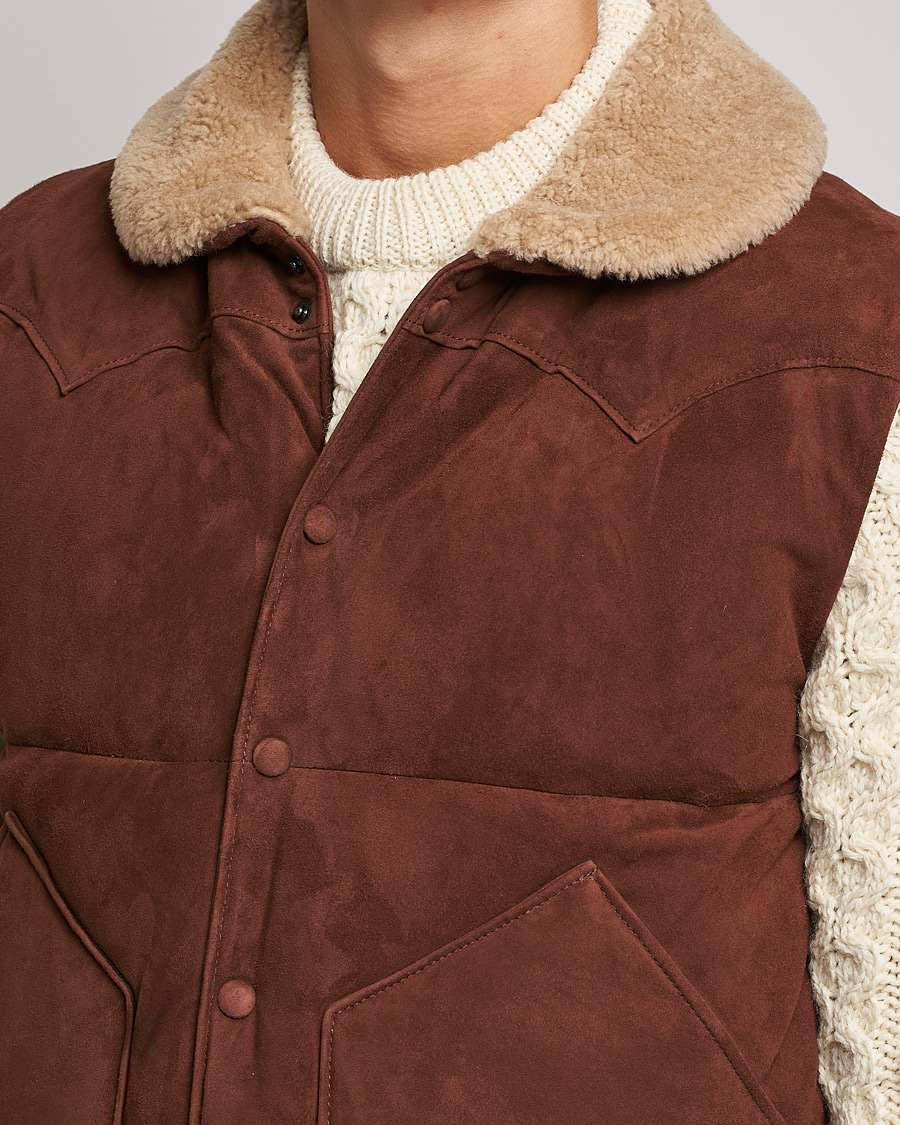 Mies | Takit | Valstar | Suede Shearling Vest Dark Brown