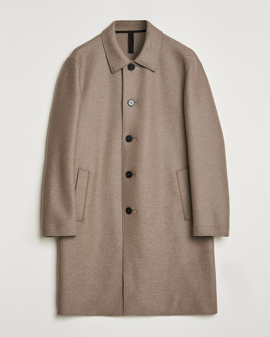 Mies | Takit | Harris Wharf London | Pressed Wool Mac Coat Natural Taupe