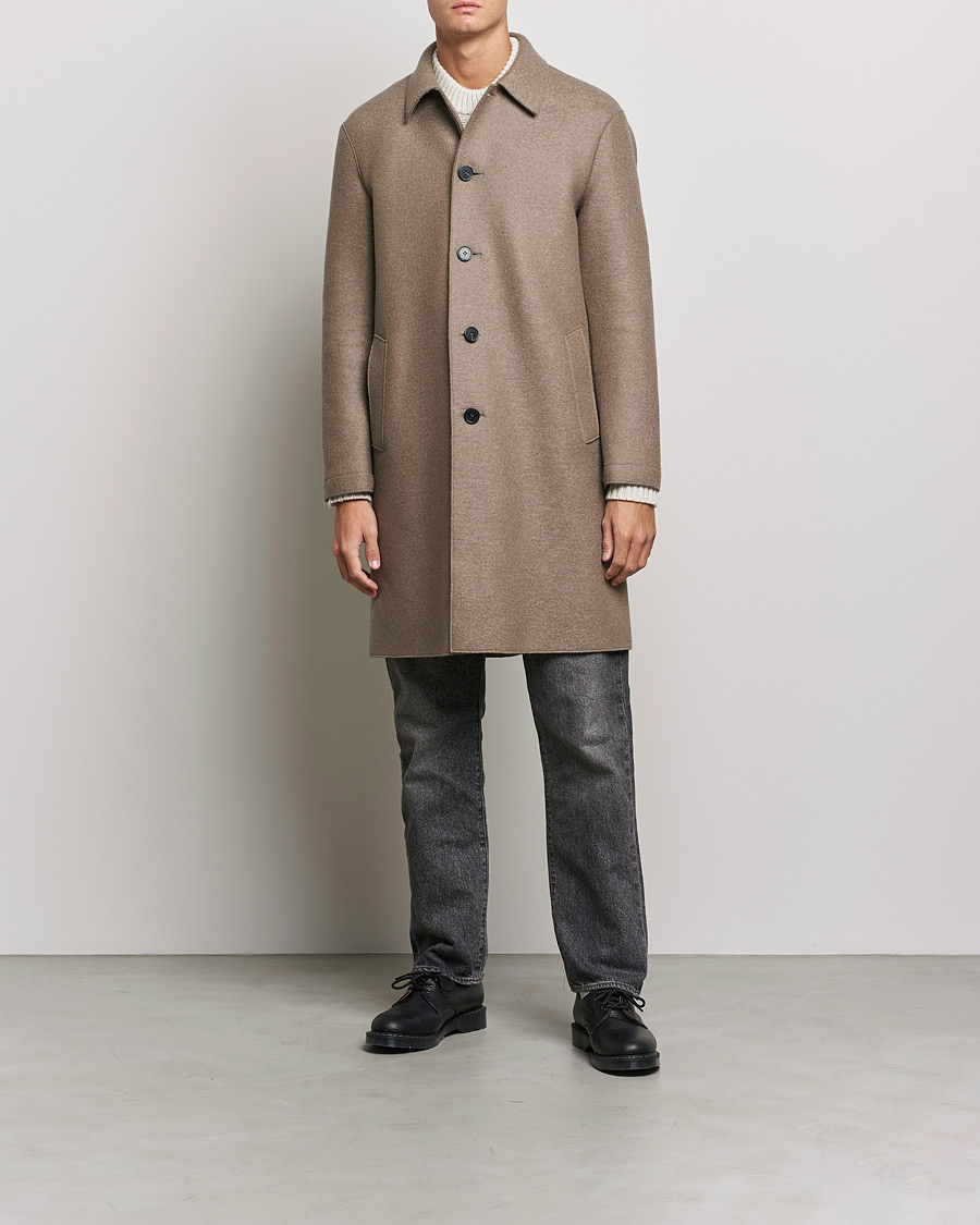 Mies | Takit | Harris Wharf London | Pressed Wool Mac Coat Natural Taupe