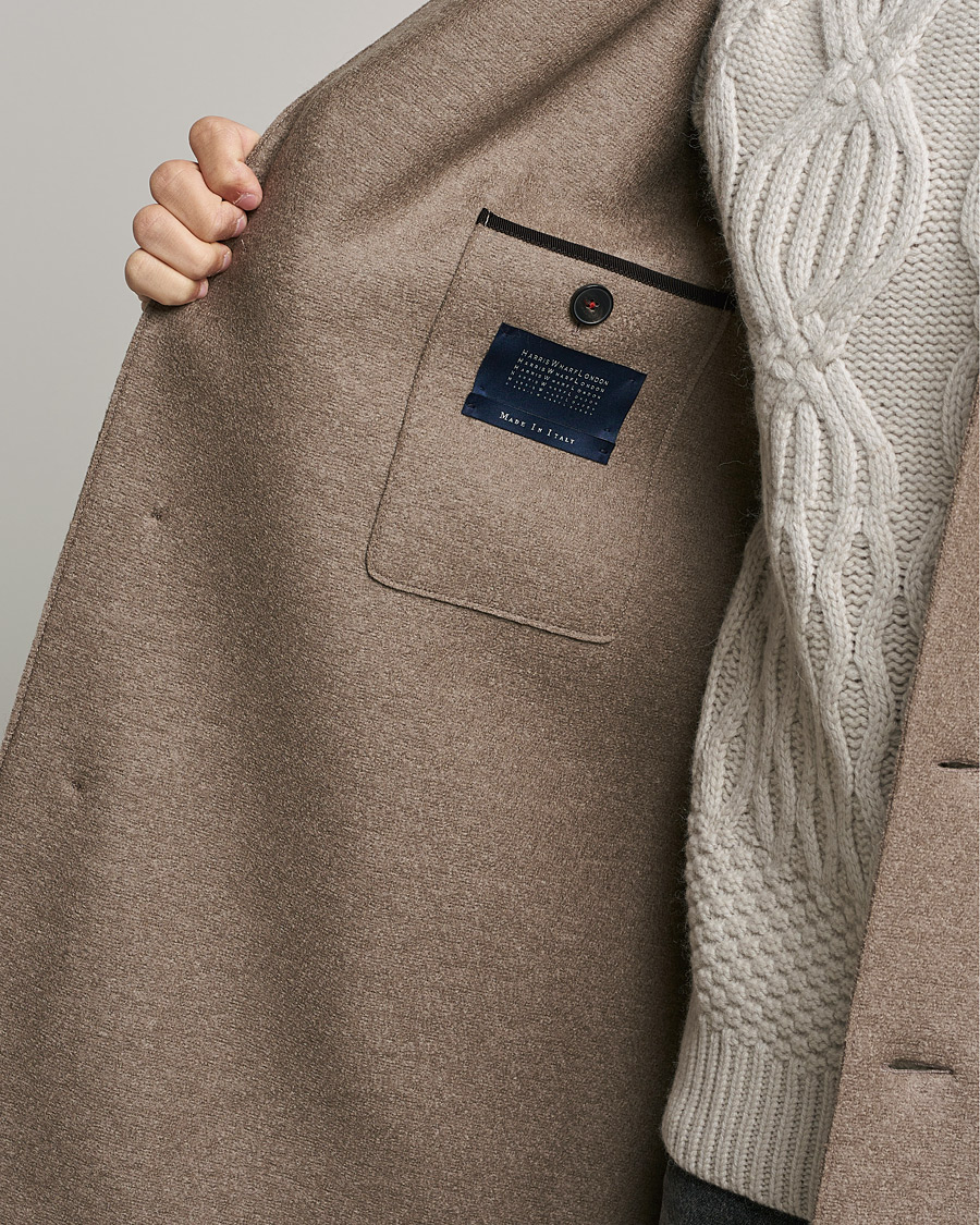 Mies | Takit | Harris Wharf London | Pressed Wool Mac Coat Natural Taupe