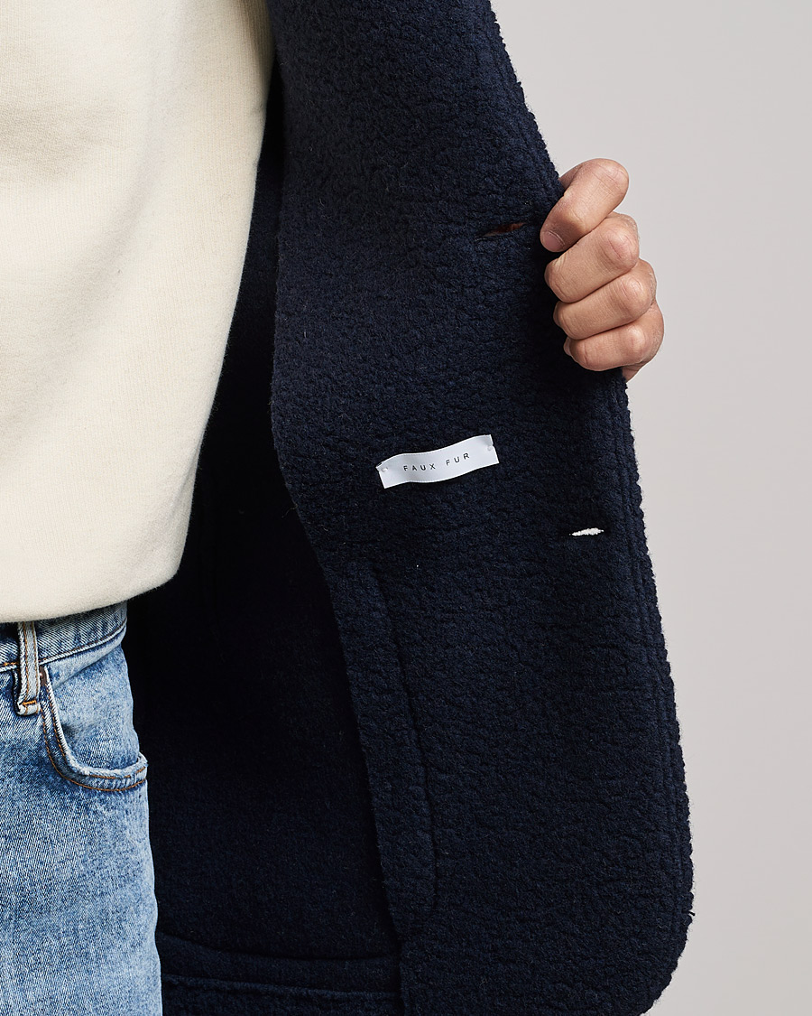 Mies | Kauluspaidat | Harris Wharf London | Harrington Wool Boucleè Shirt Jacket Navy