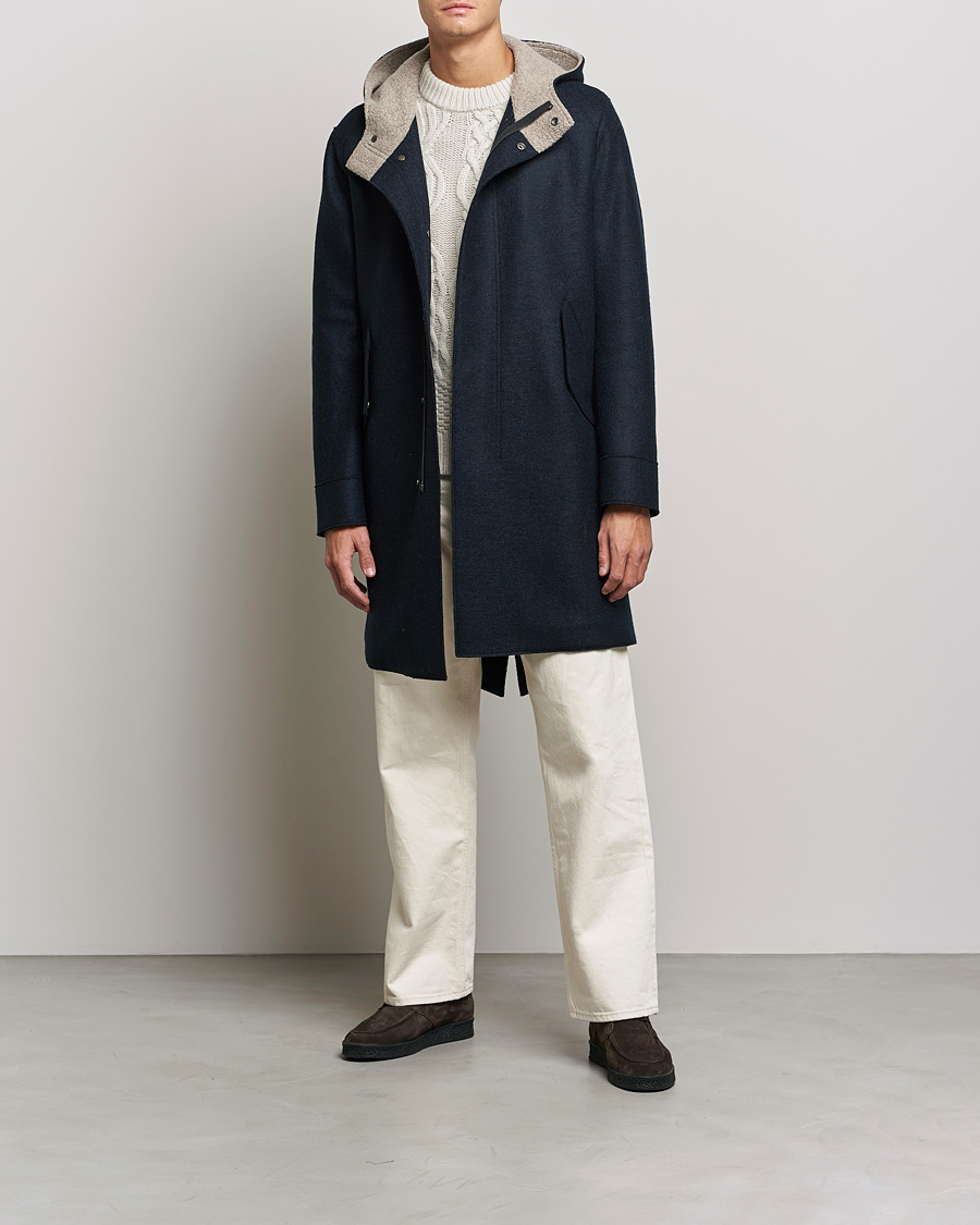 Mies | Takit | Harris Wharf London | Fishtail Wool Parka Navy