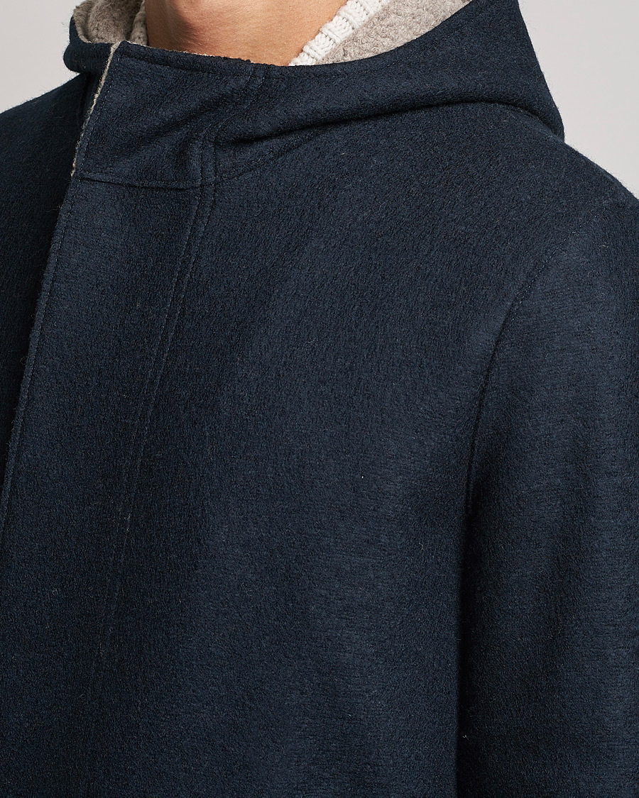 Mies | Takit | Harris Wharf London | Fishtail Wool Parka Navy