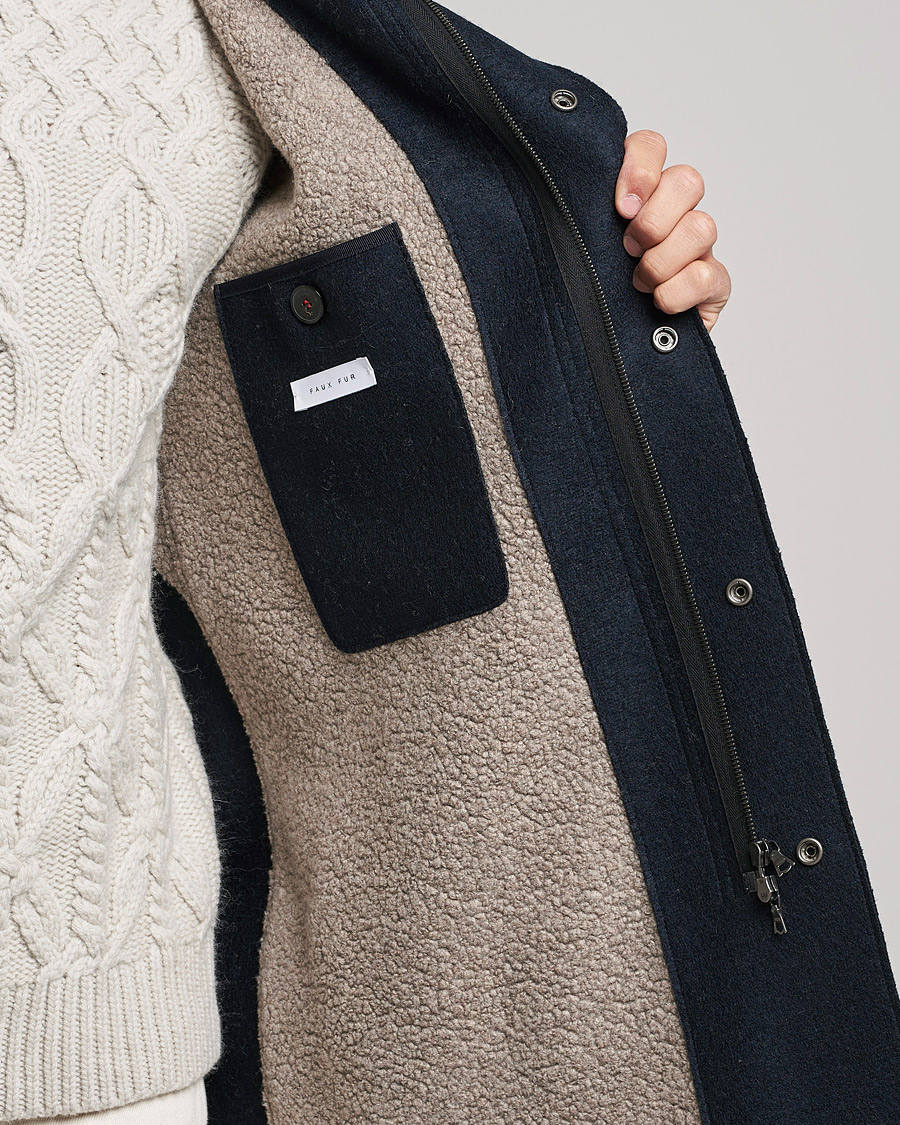 Mies | Takit | Harris Wharf London | Fishtail Wool Parka Navy