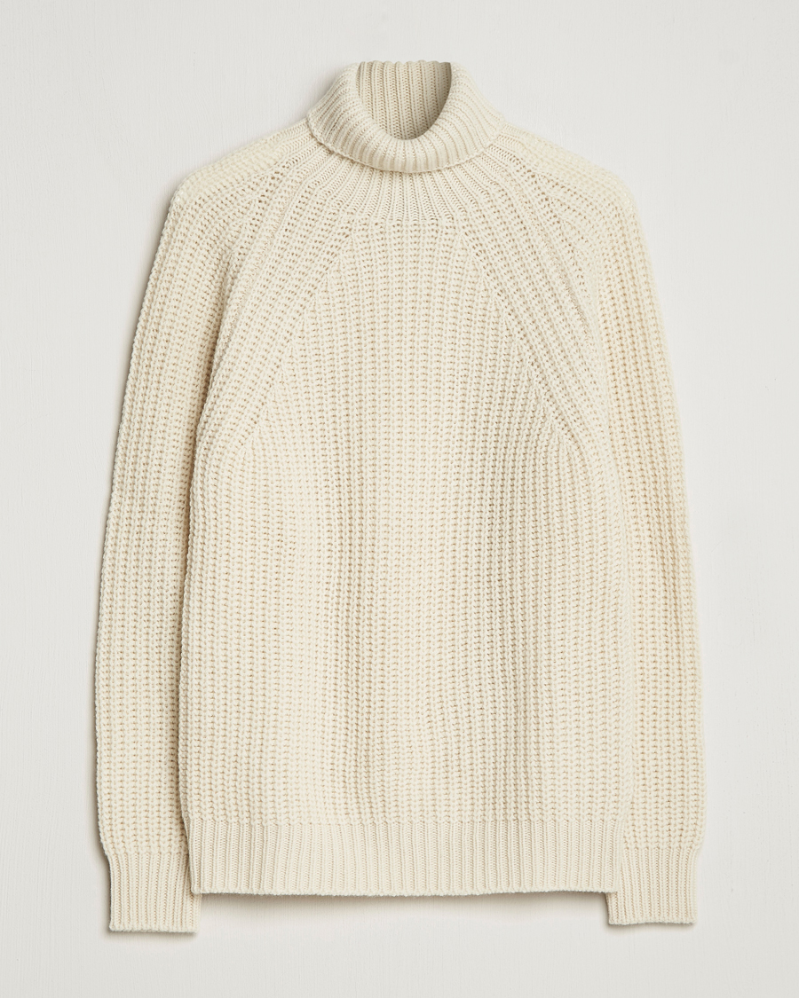 Mies | Puserot | Drake's | Lambswool Heavy Submariner Roll Neck White