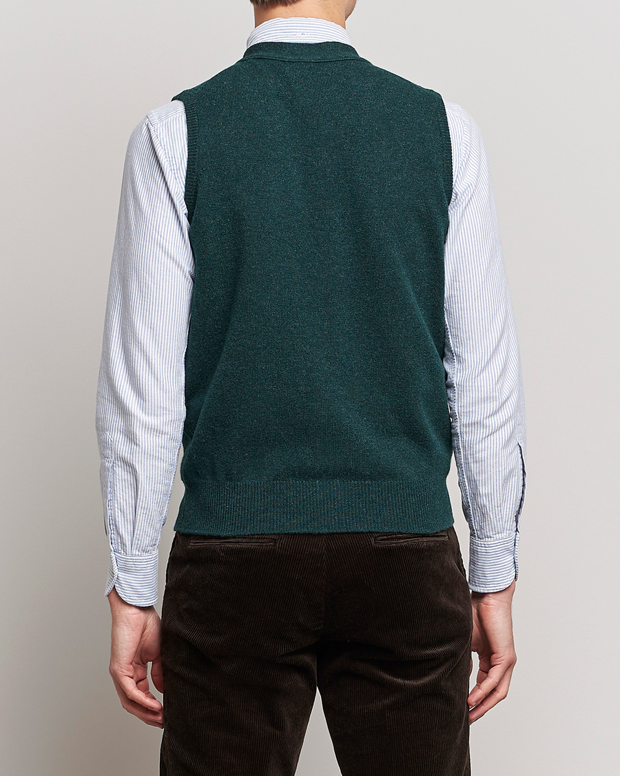 Mies | Puserot | Drake's | Lambswool Vest Cardigan Green