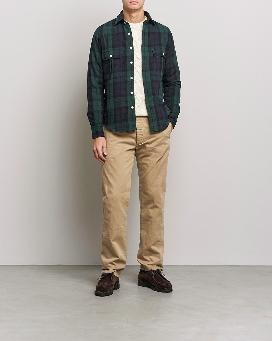 Mies | Kauluspaidat | Drake's | Rugged Cotton Twill Work Shirt Navy