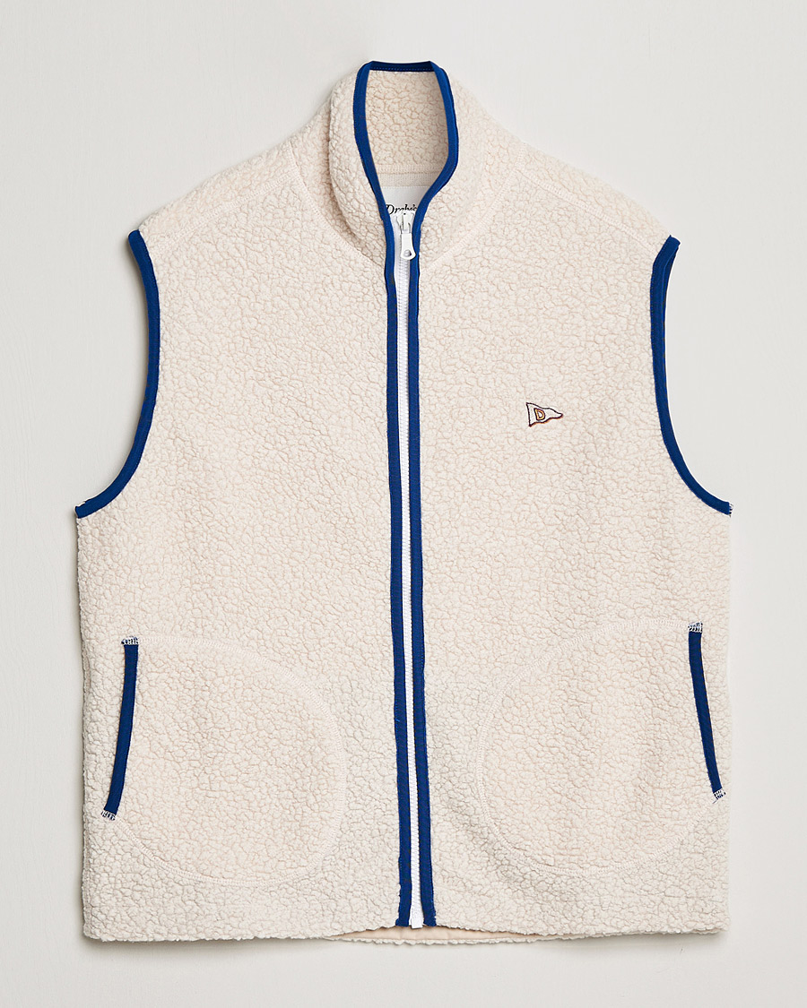 Mies | Puserot | Drake's | Zip Through Fleece Vest Ecru