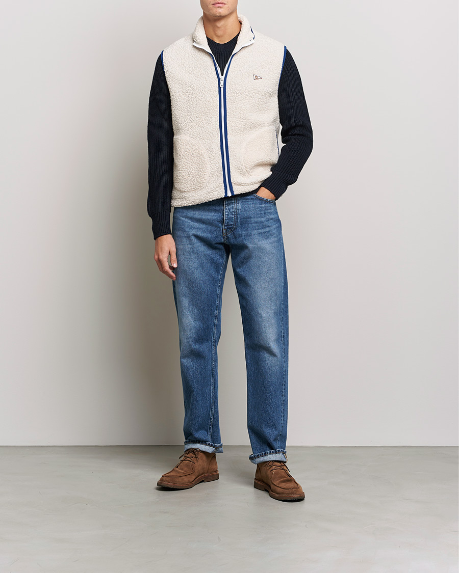 Mies | Puserot | Drake's | Zip Through Fleece Vest Ecru