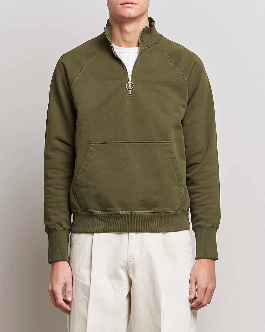 Mies |  | Drake's | Quarter Zip Sweatshirt Green