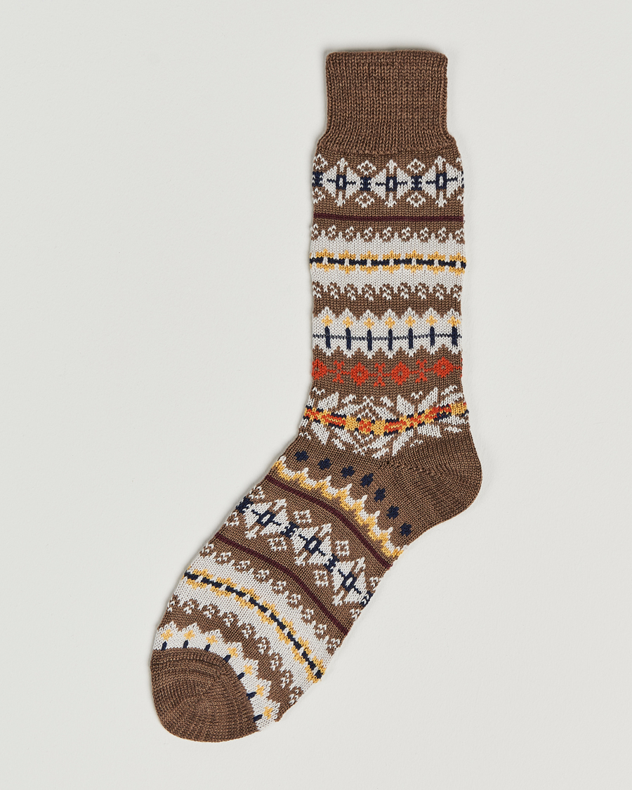Mies | Alusvaatteet | Drake's | Fairisle Wool/Cotton Socks Brown