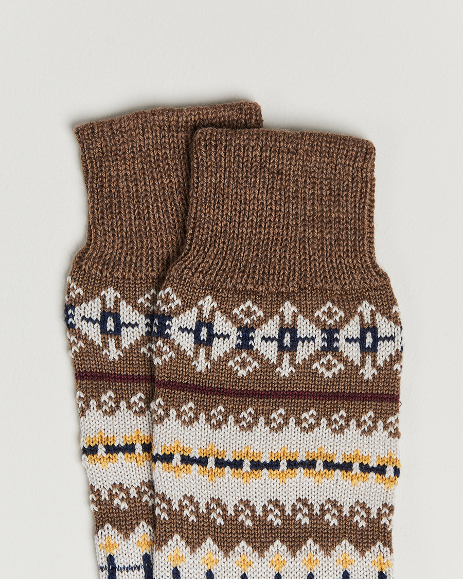 Mies | Alusvaatteet | Drake's | Fairisle Wool/Cotton Socks Brown