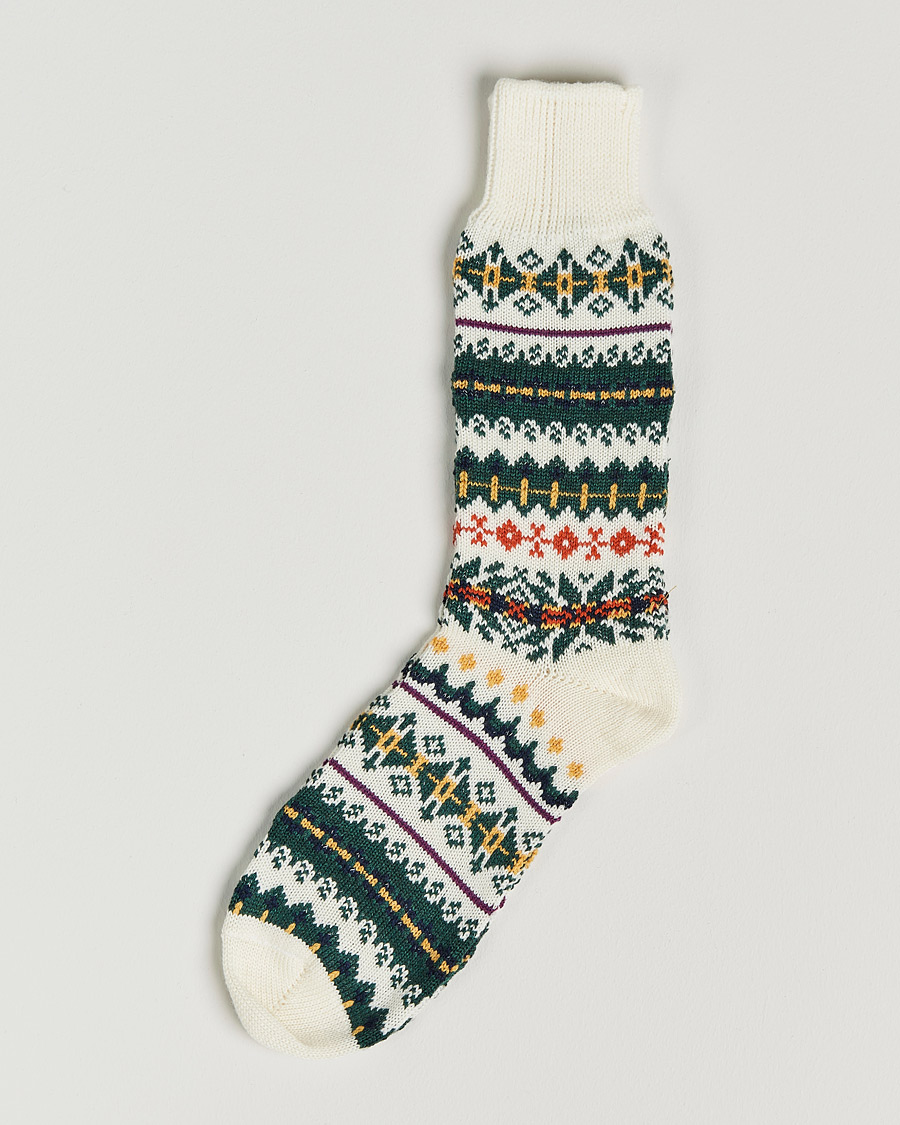 Mies | Alusvaatteet | Drake's | Fairisle Wool/Cotton Socks Ecru