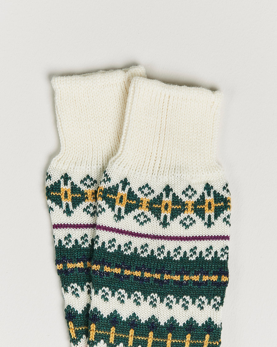Mies | Alusvaatteet | Drake's | Fairisle Wool/Cotton Socks Ecru