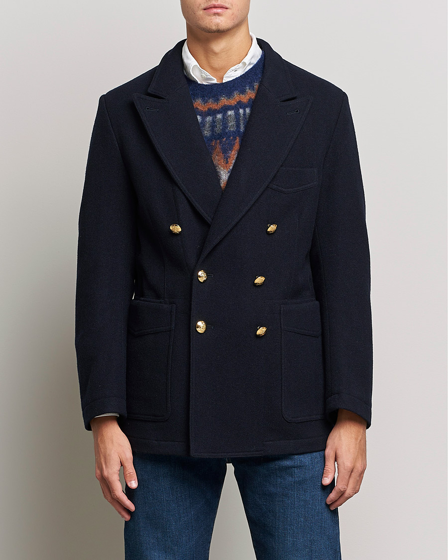 Mies | Pikkutakit | Drake's | MKIII Double Breasted Wool/Flannel Blazer Navy
