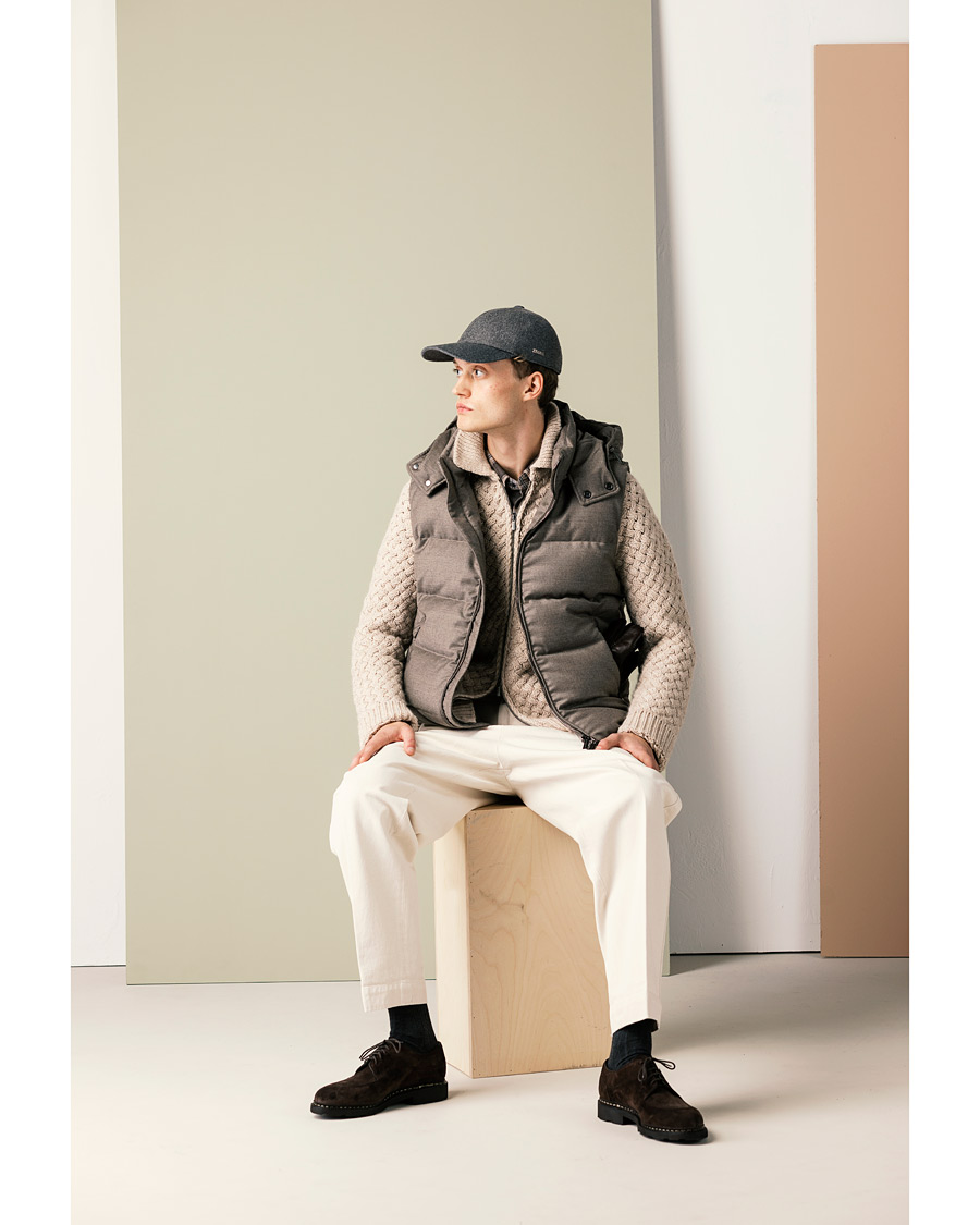 Mies | Takit | MooRER | Fire Wool/Cashmere Hooded Vest Beige